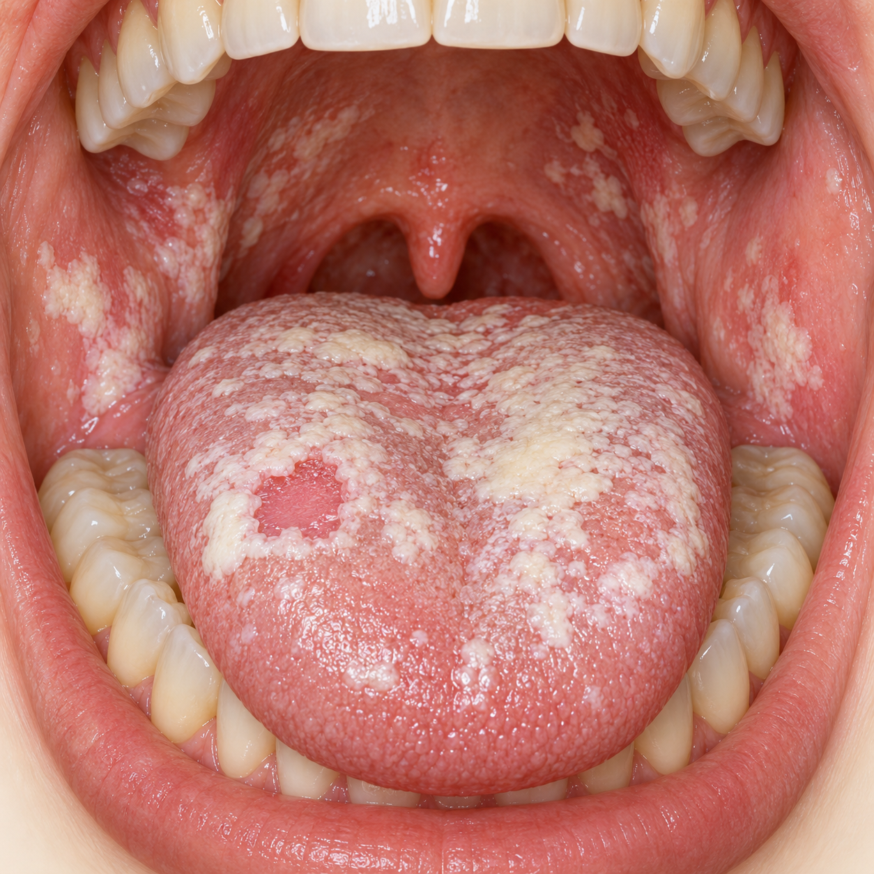 Clinical illustration of oral thrush